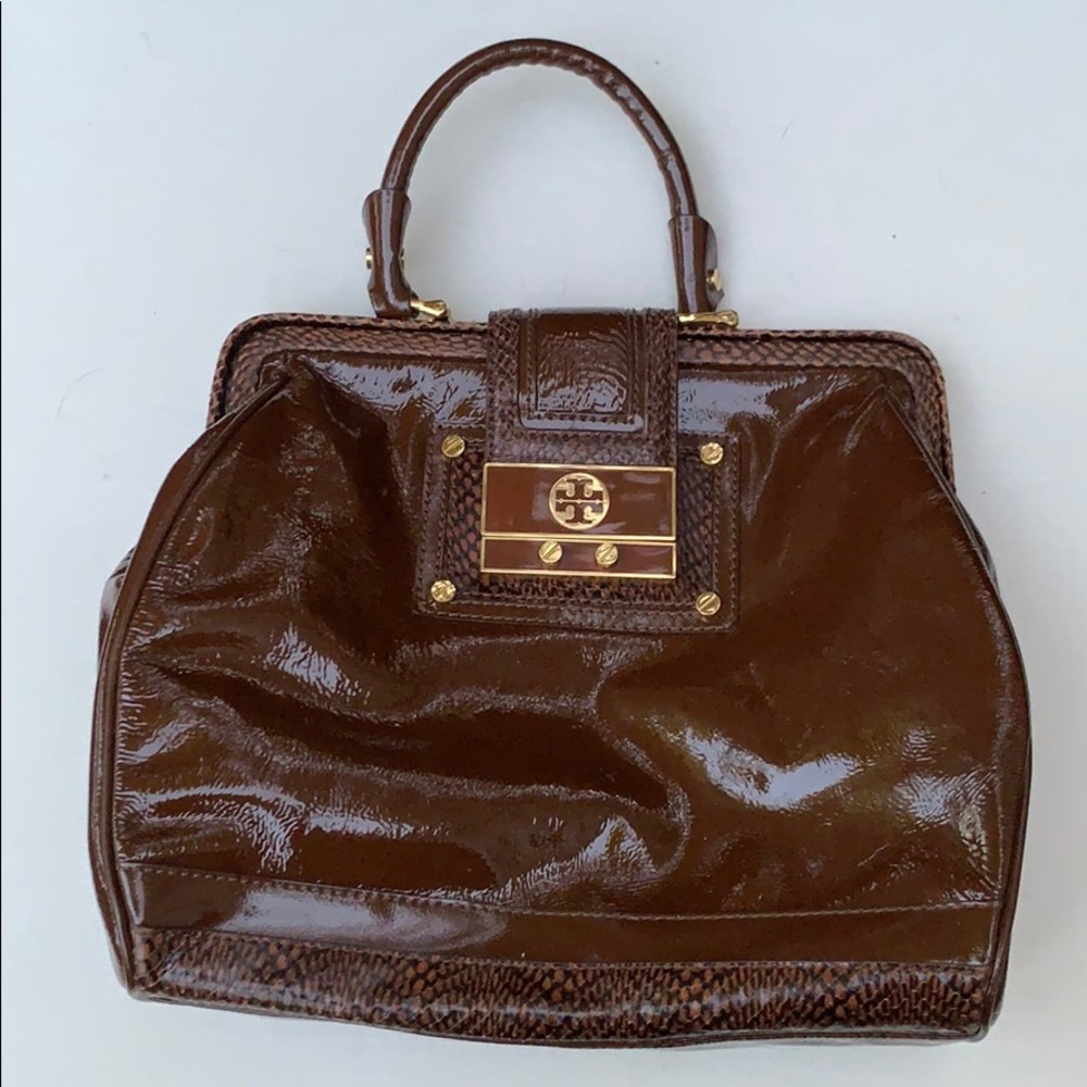 Brown Patent Leather Bag/Purse by Tory Burch